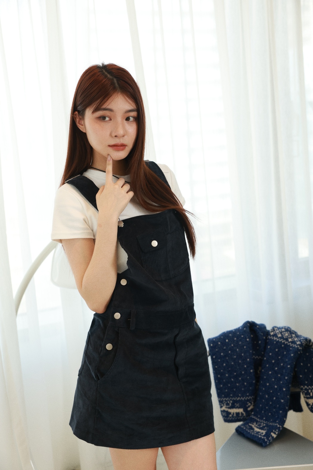 燈心絨吊帶短裙