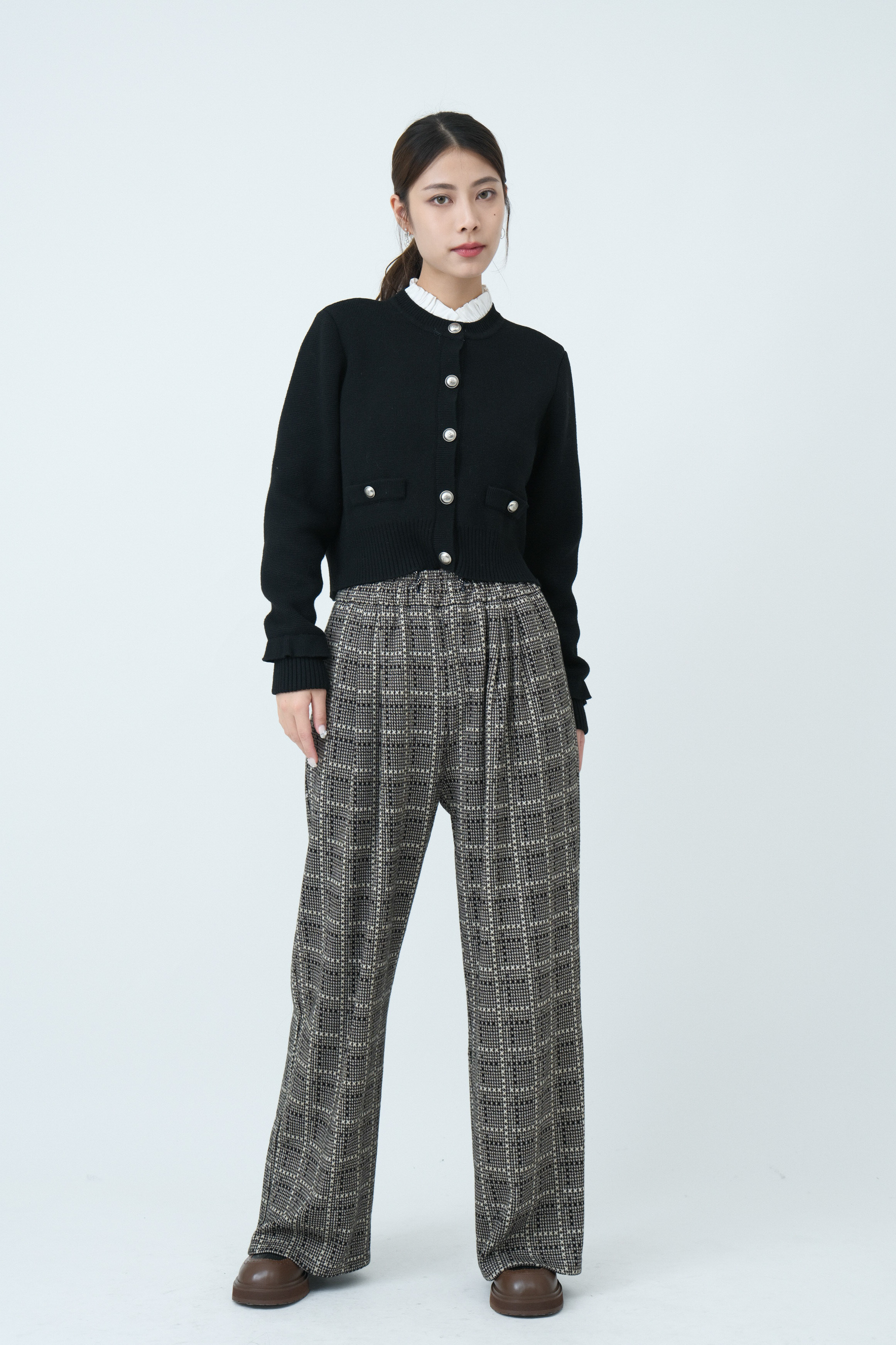 可拆荷葉恤衫領cardigan (現貨款式）