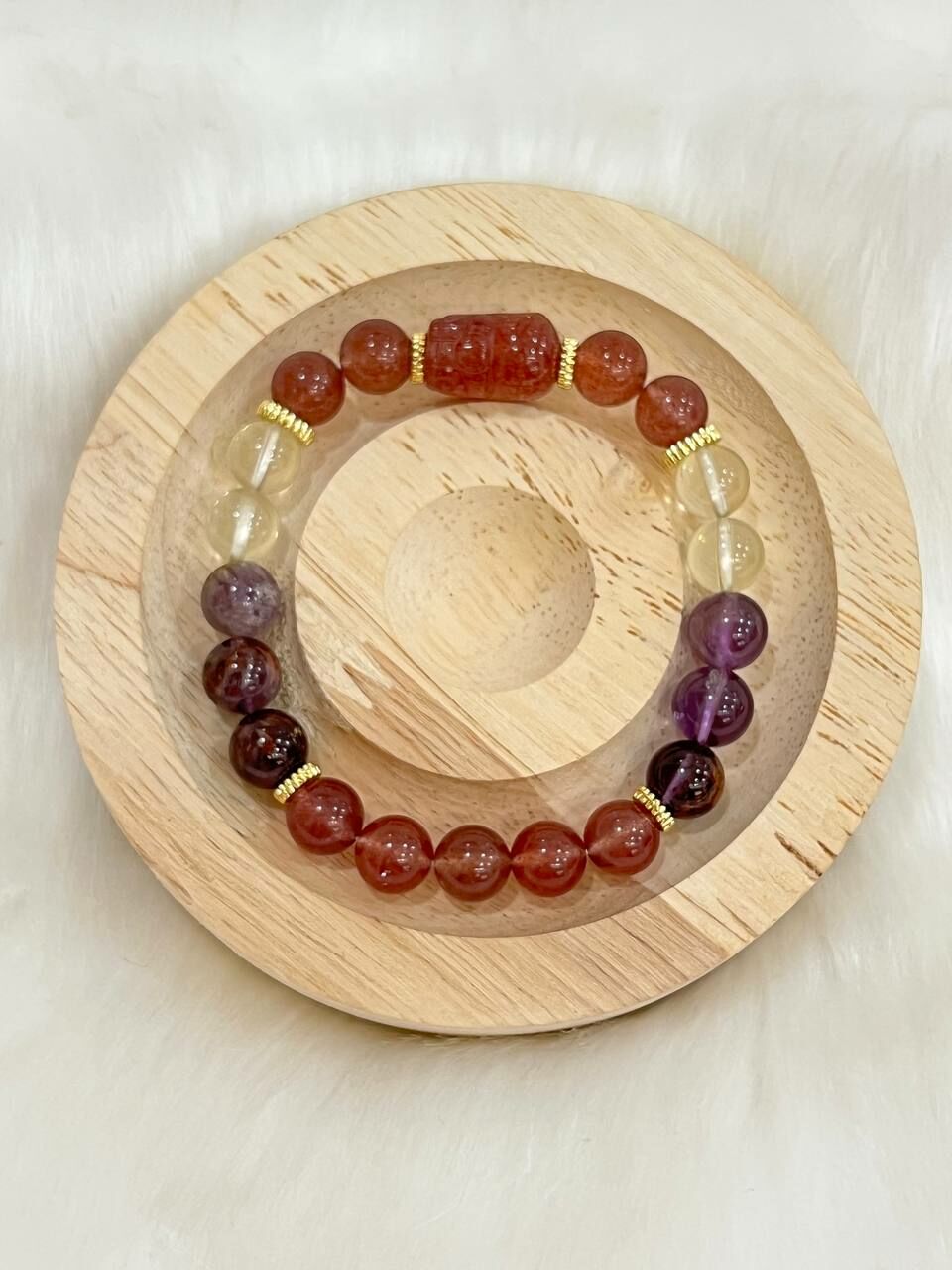 [S] GEMZ & CO ZBA STRAWBERRY PIXIU/CITRINE/AMETHYST/PURPLE PHANTOM WITH GOLD ACC BLT, Y369 (Y369)