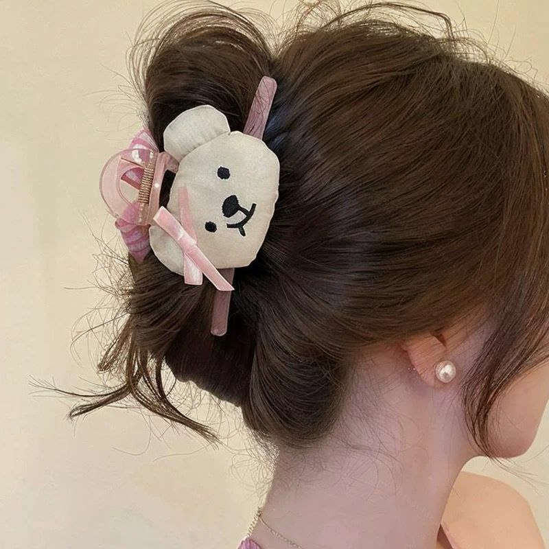 Korean-Style Cute Bear Bow Hair Claw