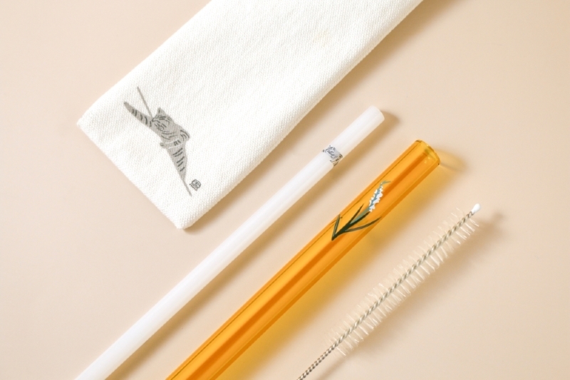 好玻常玉花-玻璃吸管組 (貓咪圖案)