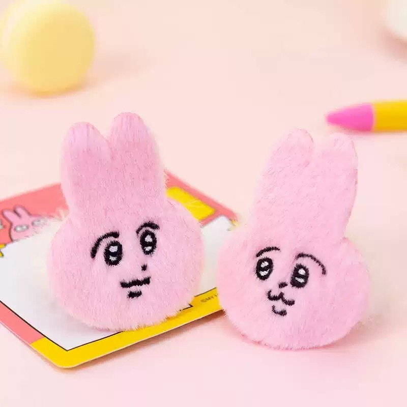 粉紅兔子毛茸茸髮圈 (一組)