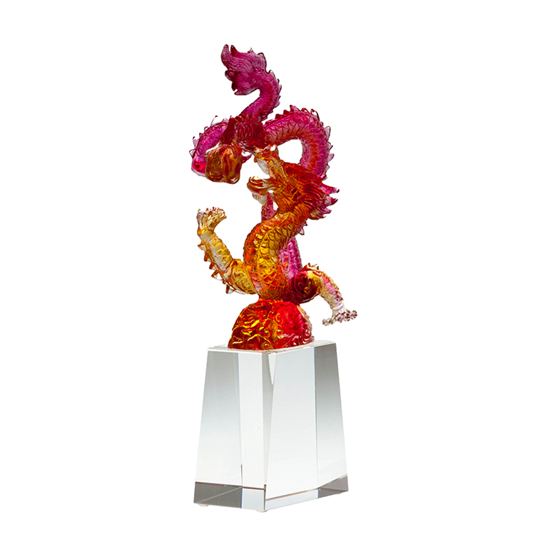 鹿港窯琉璃擺飾獎牌｜風生水起升騰小款  輝映成功的優雅藝術