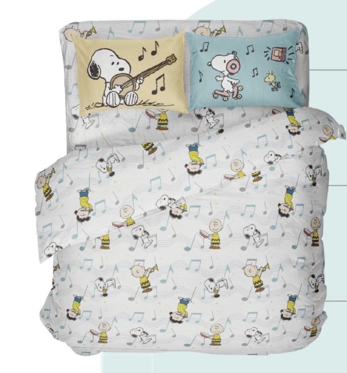 SNOOPY床包兩用被組 | 50支天絲 | SN138音符樂團