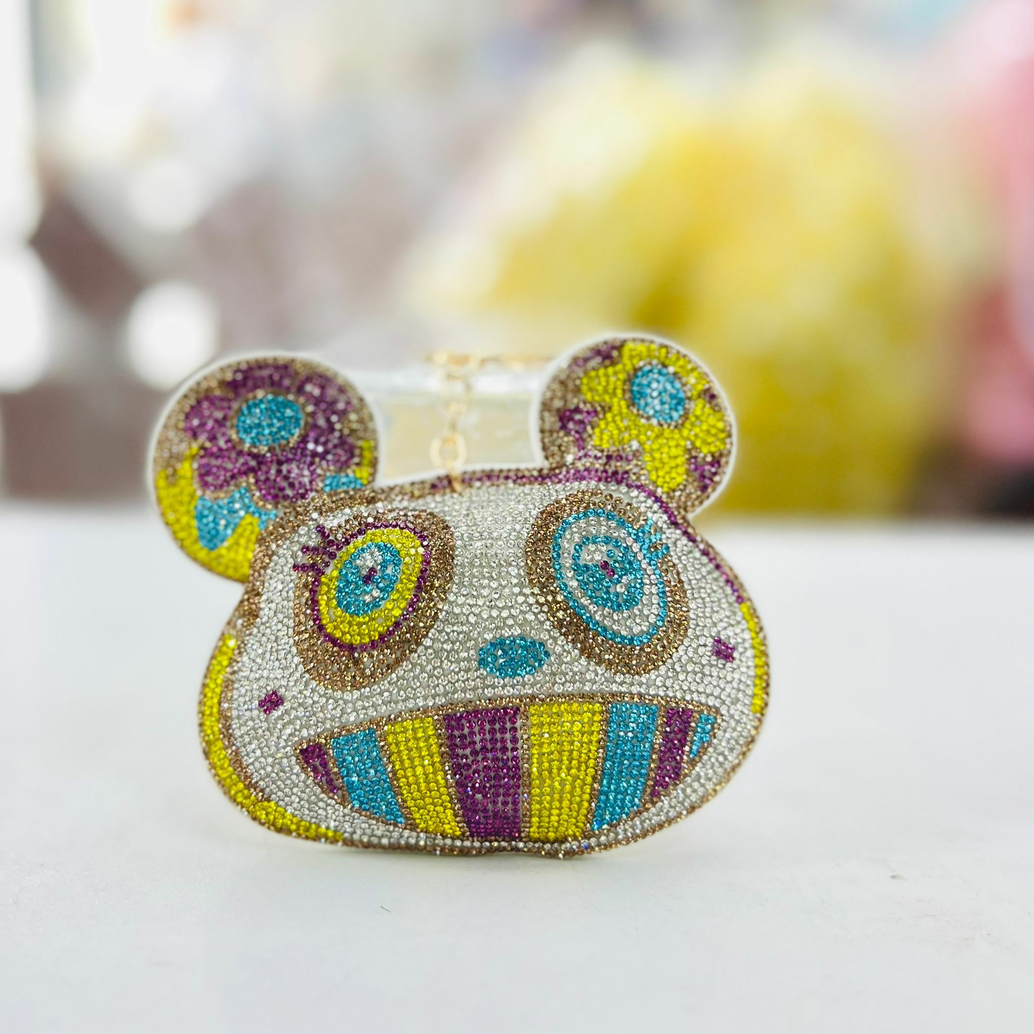 Murakami Panda Rhinestone Keychain
