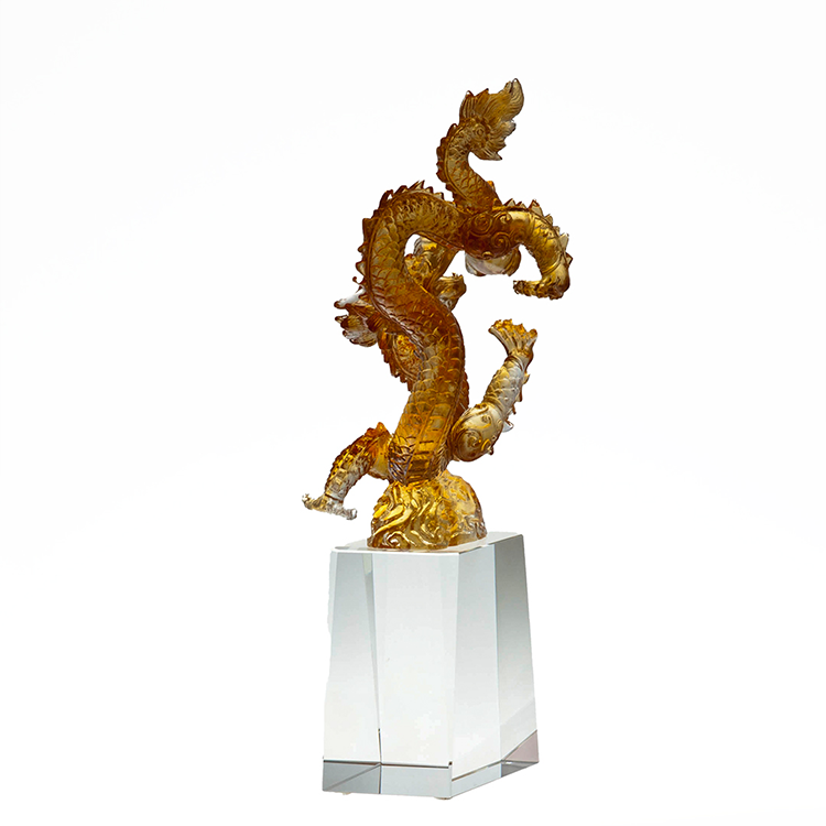 鹿港窯琉璃擺飾獎牌｜風生水起升騰小款  輝映成功的優雅藝術