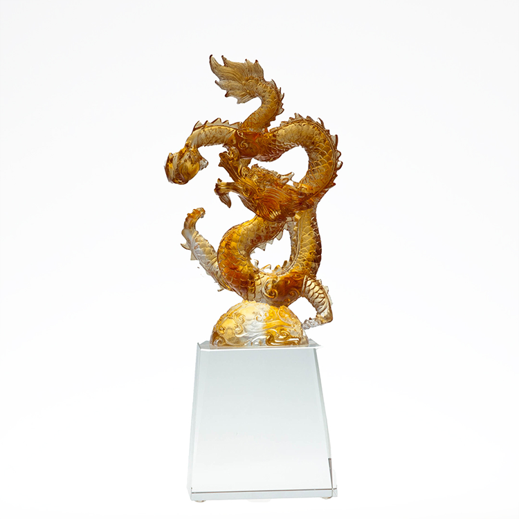 鹿港窯琉璃擺飾獎牌｜風生水起升騰小款  輝映成功的優雅藝術