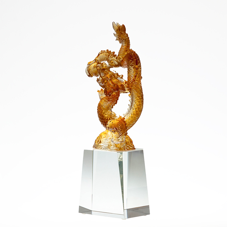 鹿港窯琉璃擺飾獎牌｜風生水起升騰小款  輝映成功的優雅藝術