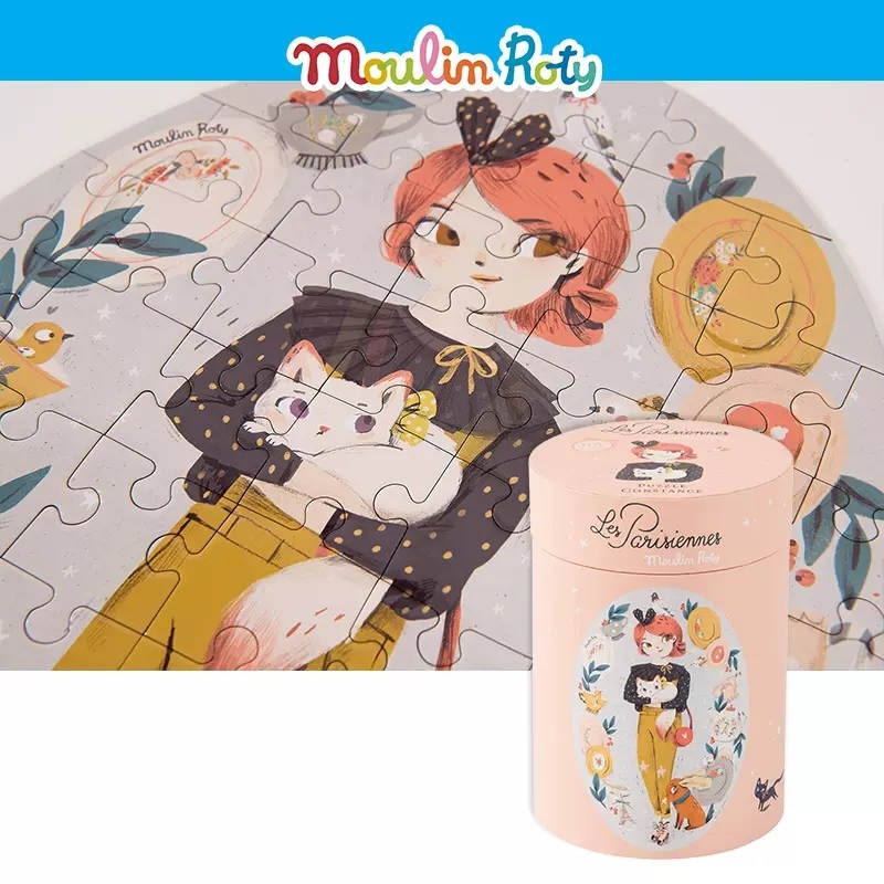 【樂森藥局】 Moulin roty 浪漫女孩圓筒禮盒拼圖 65片