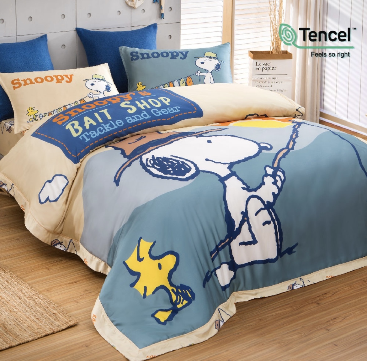 SNOOPY床包兩用被組 | 60支天絲 | SN142 小魚探險