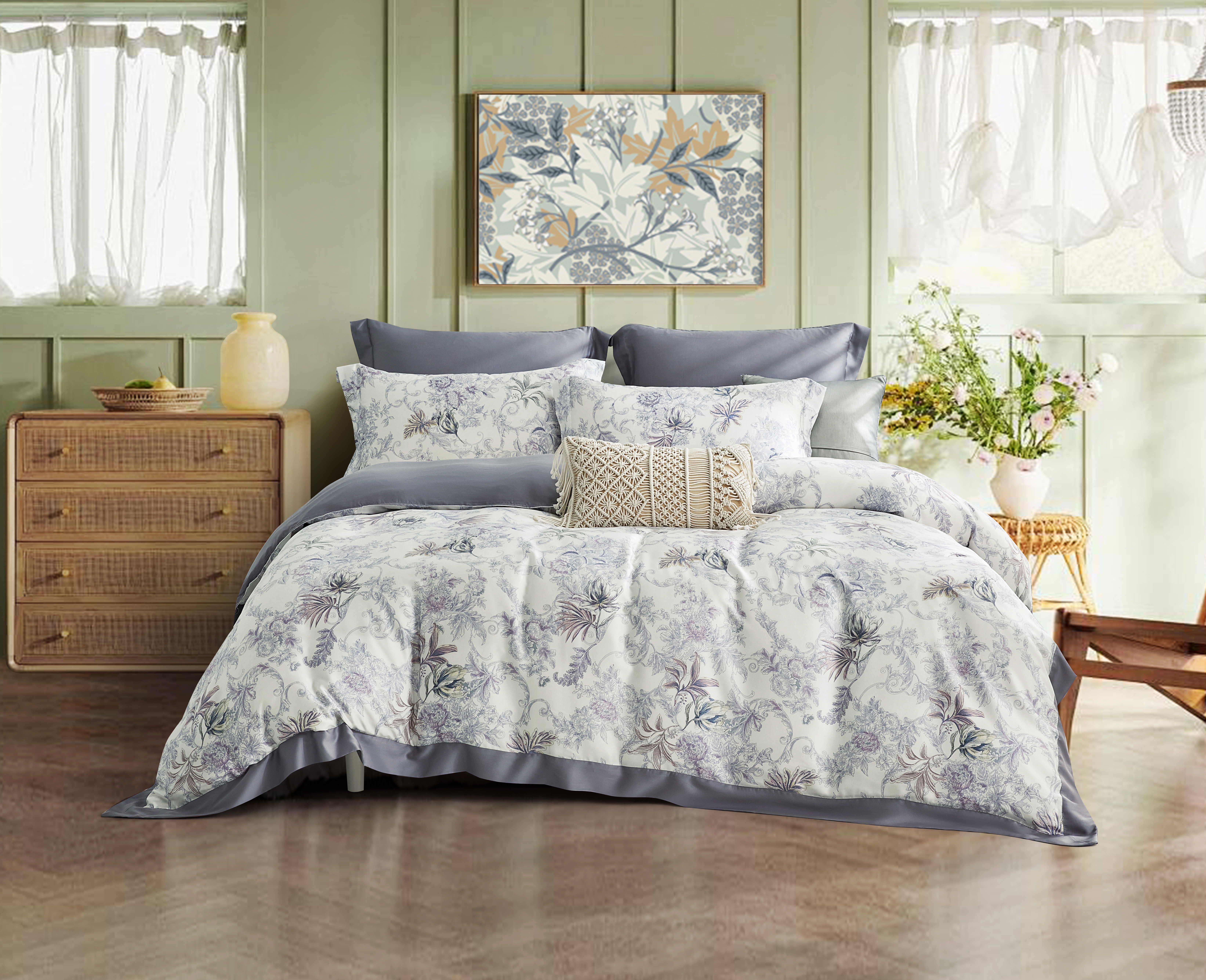 100%60支凡芮思【裊裊風情】雙色翅膀款【兩用被+床包】