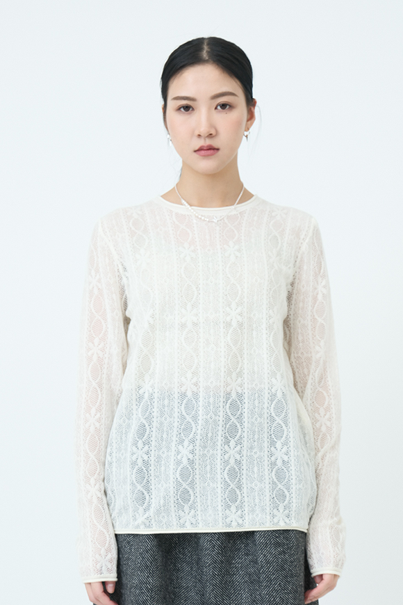 通花直紋薄針織上衣  (現貨款式）
