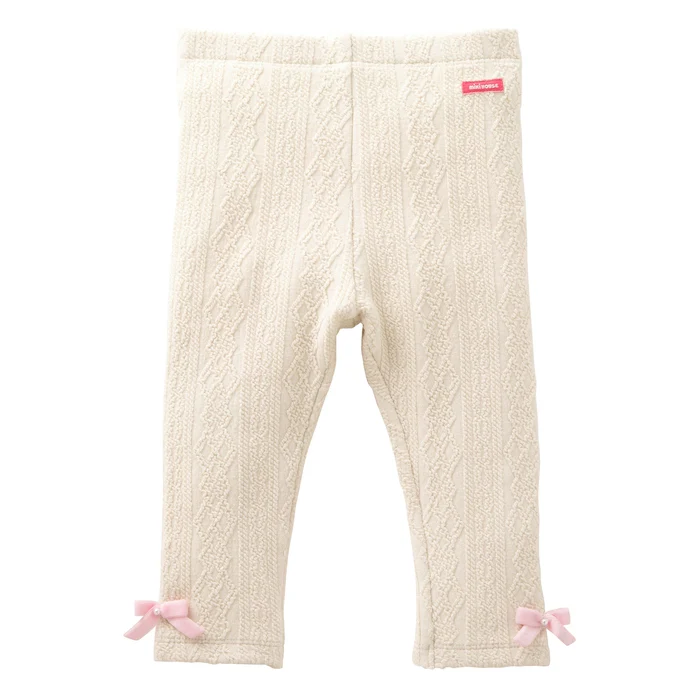 蝴蝶結編織花紋內搭褲-象牙