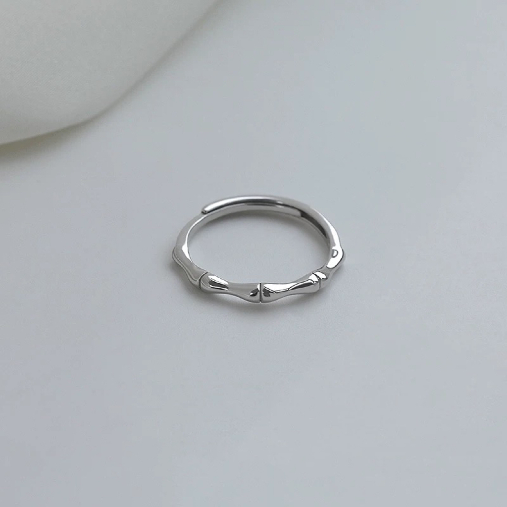 簡約竹節純銀戒指