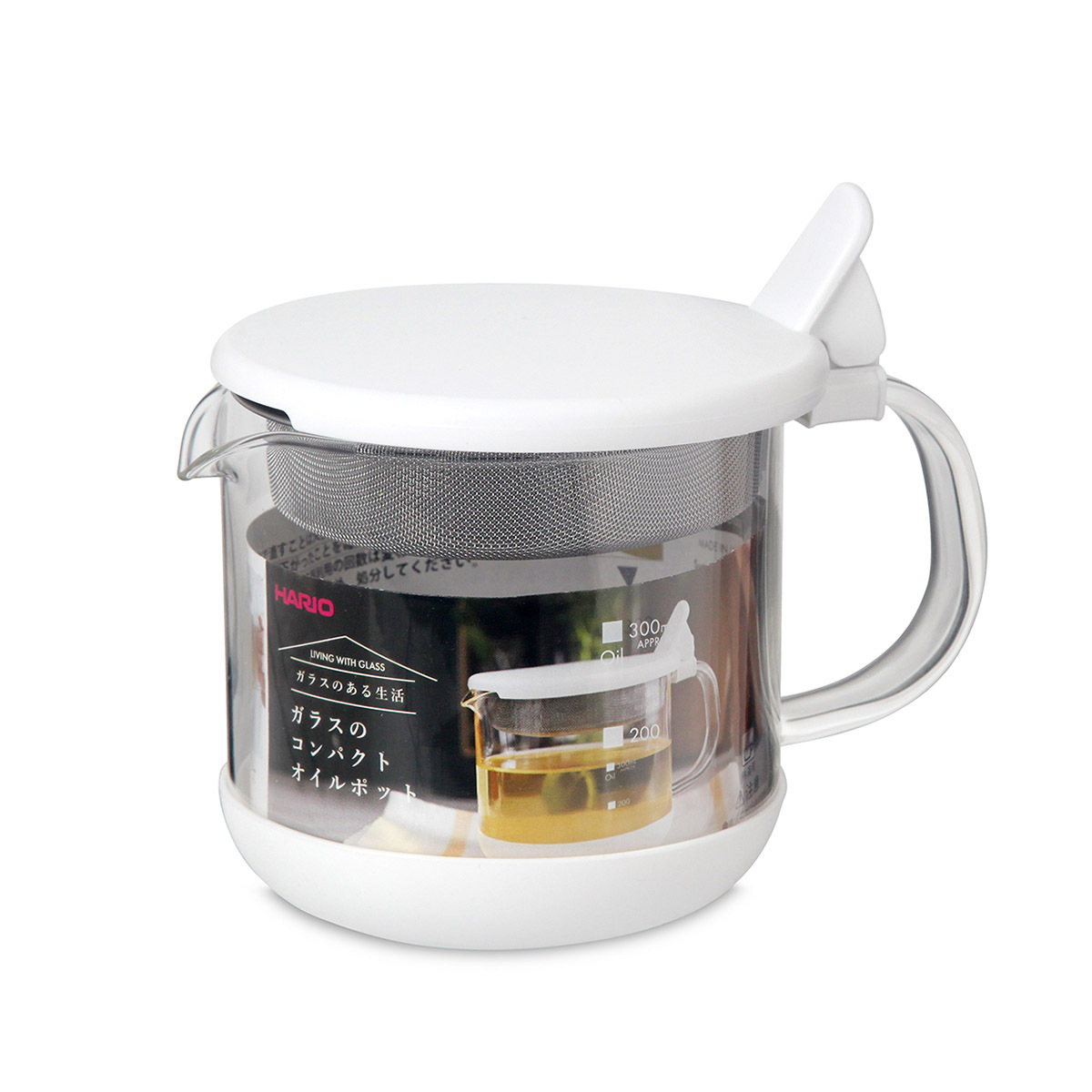 日本 HARIO 300ml 小型耐熱玻璃隔油壺 / 濾油壺 -GOP-300-W