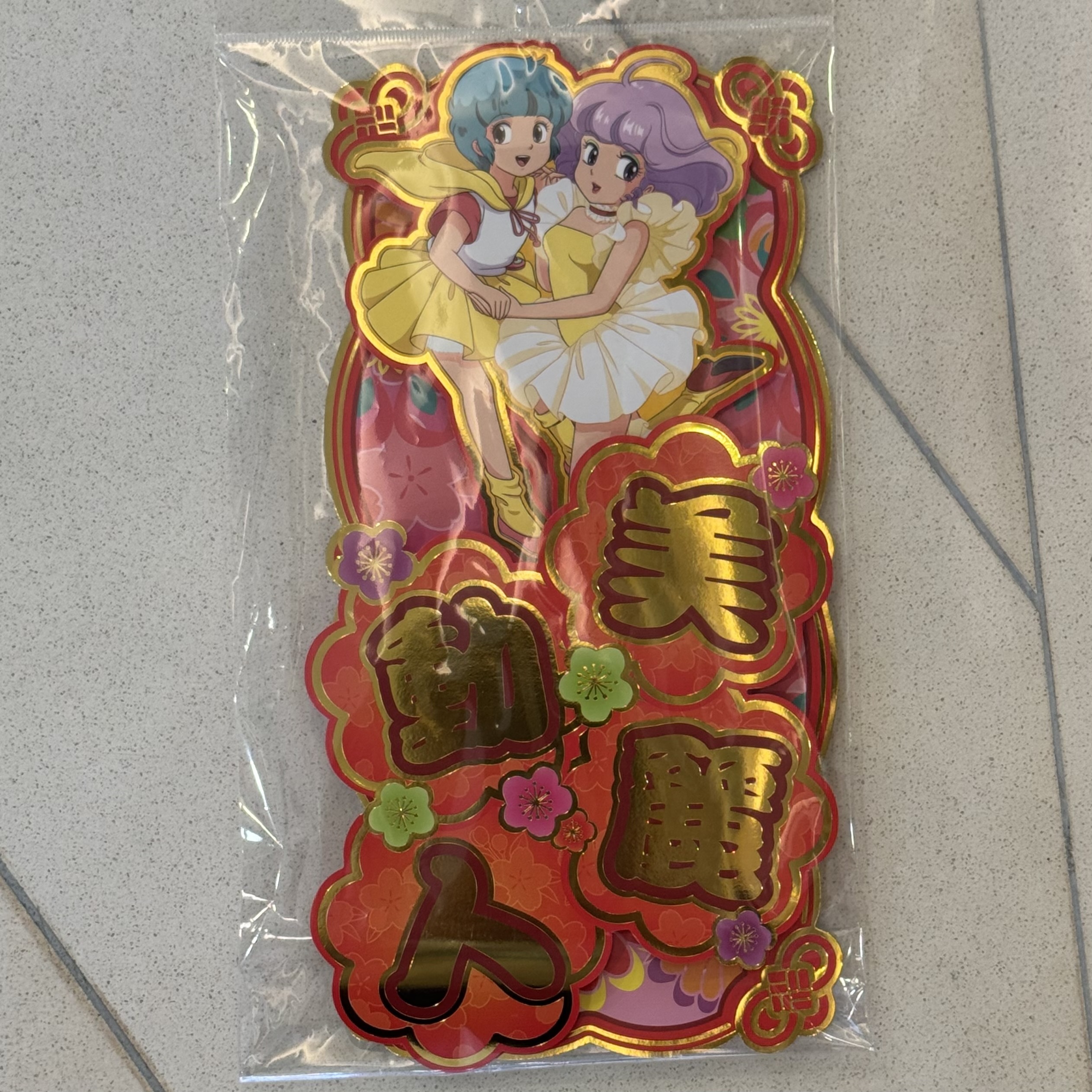 新春小忌廉紅色直身立體揮春-美麗動人