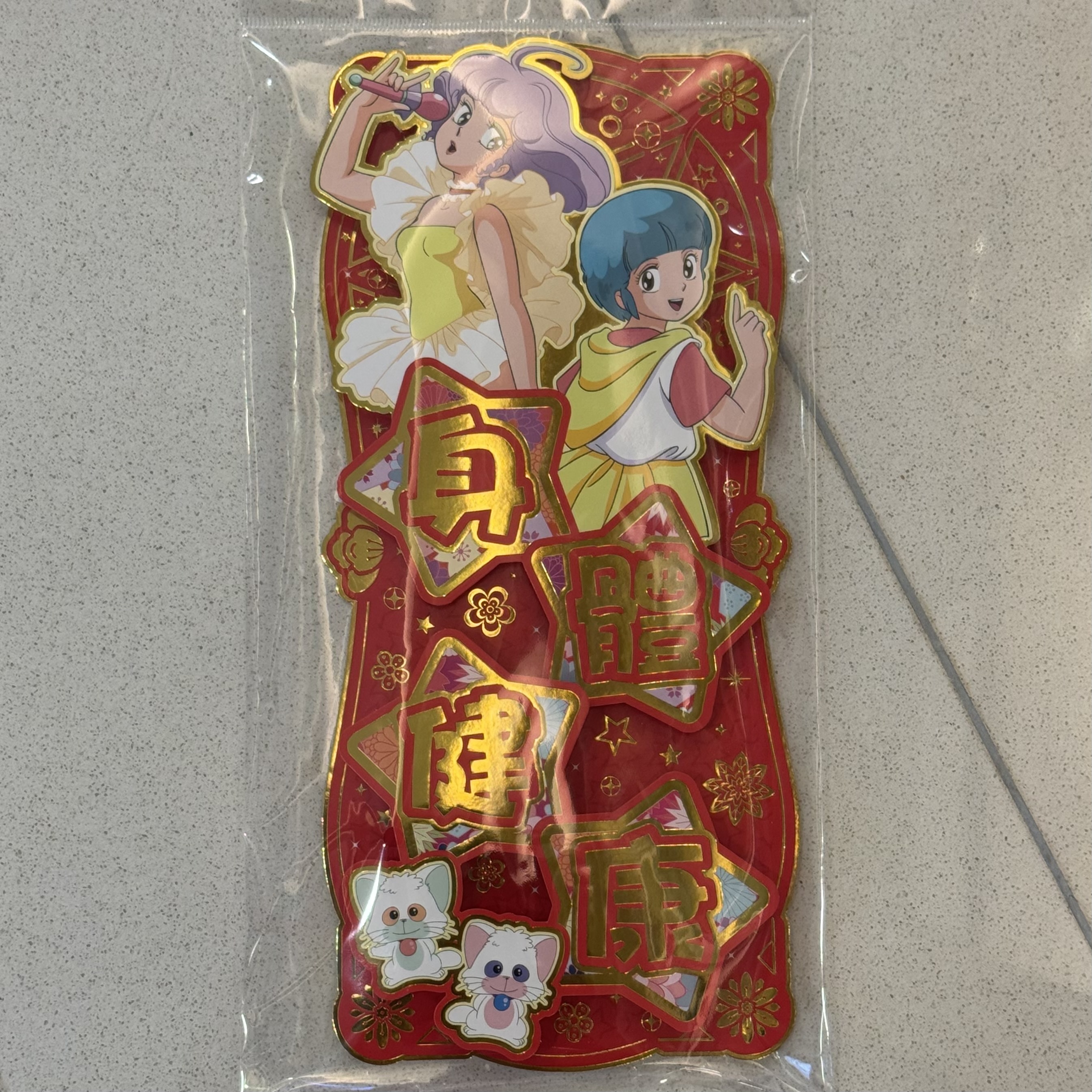 新春小忌廉紅色直身立體揮春-身體健康