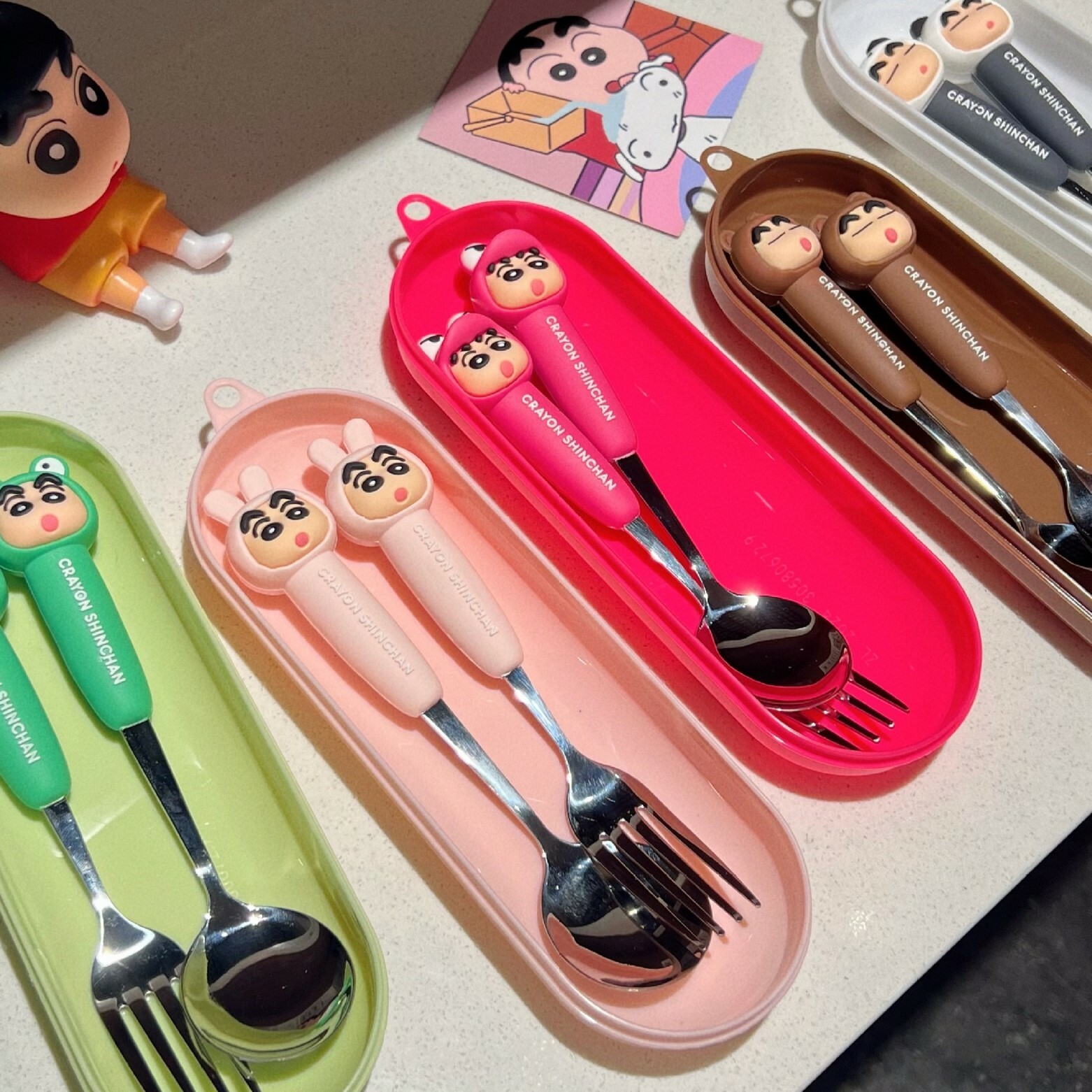 《5391》便攜蠟筆小新不鏽鋼餐具套組