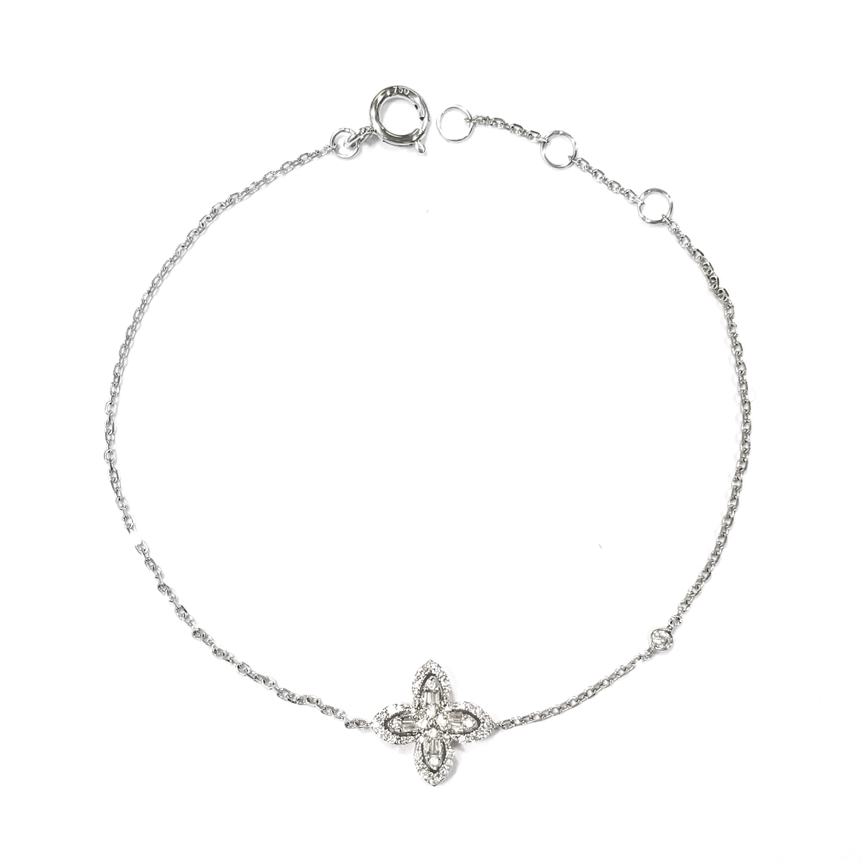 18K白金天然鑽石四芒星手鏈