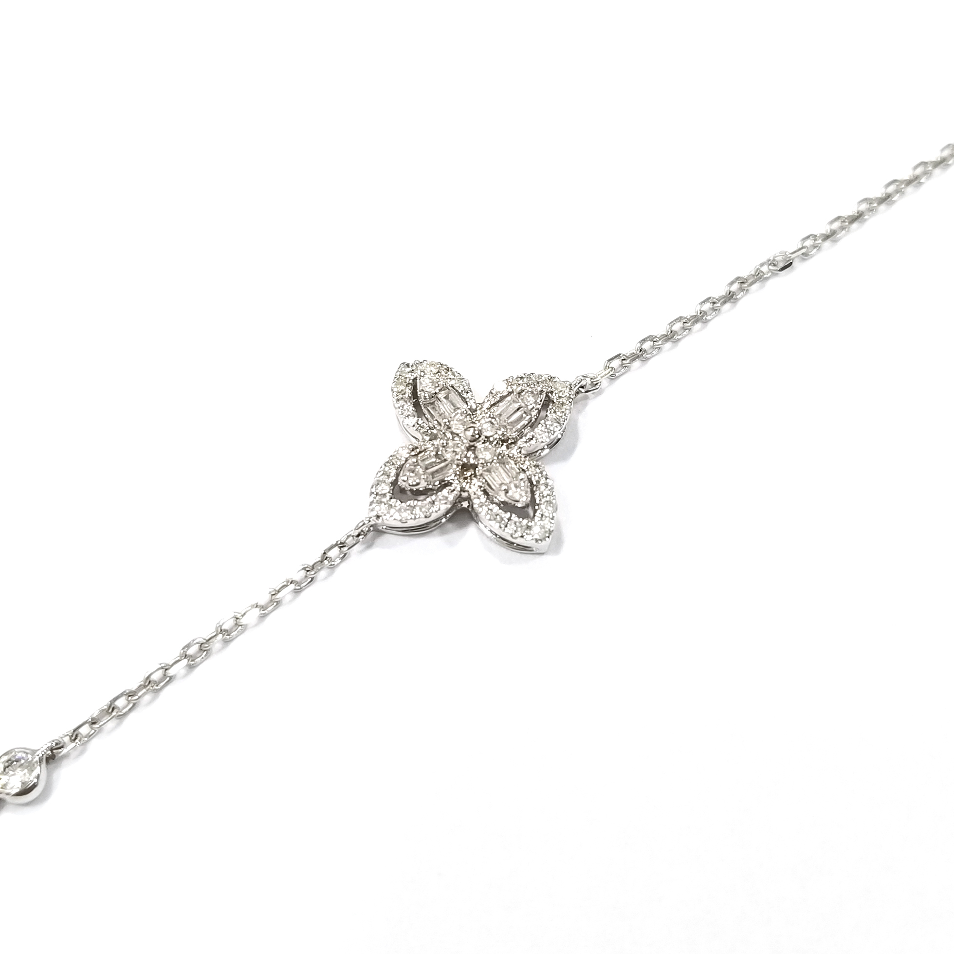 18K白金天然鑽石四芒星手鏈