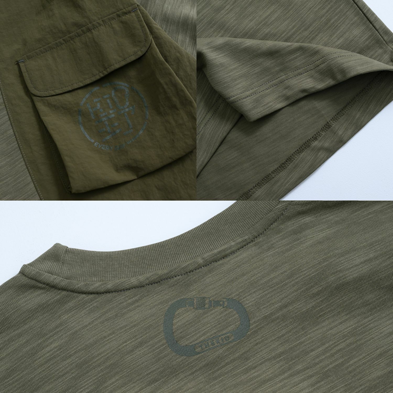 KID ® 登山扣立體口袋拼接長T