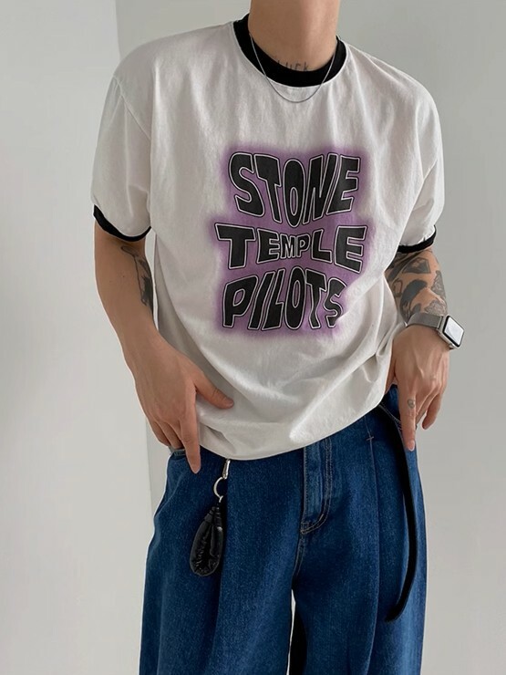 SIMPLEACTION StoneTemplePilots插肩短袖上衣