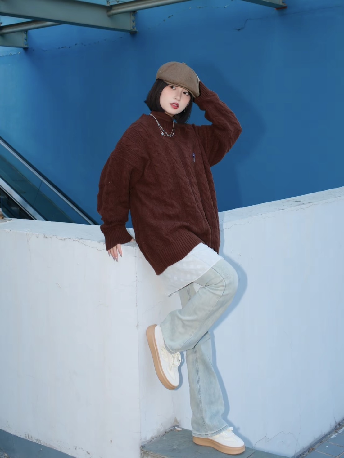 【預購】WE FLOWER 小花鞋 x 娜小古IP聯名 厚底德訓鞋 米白 WF00221