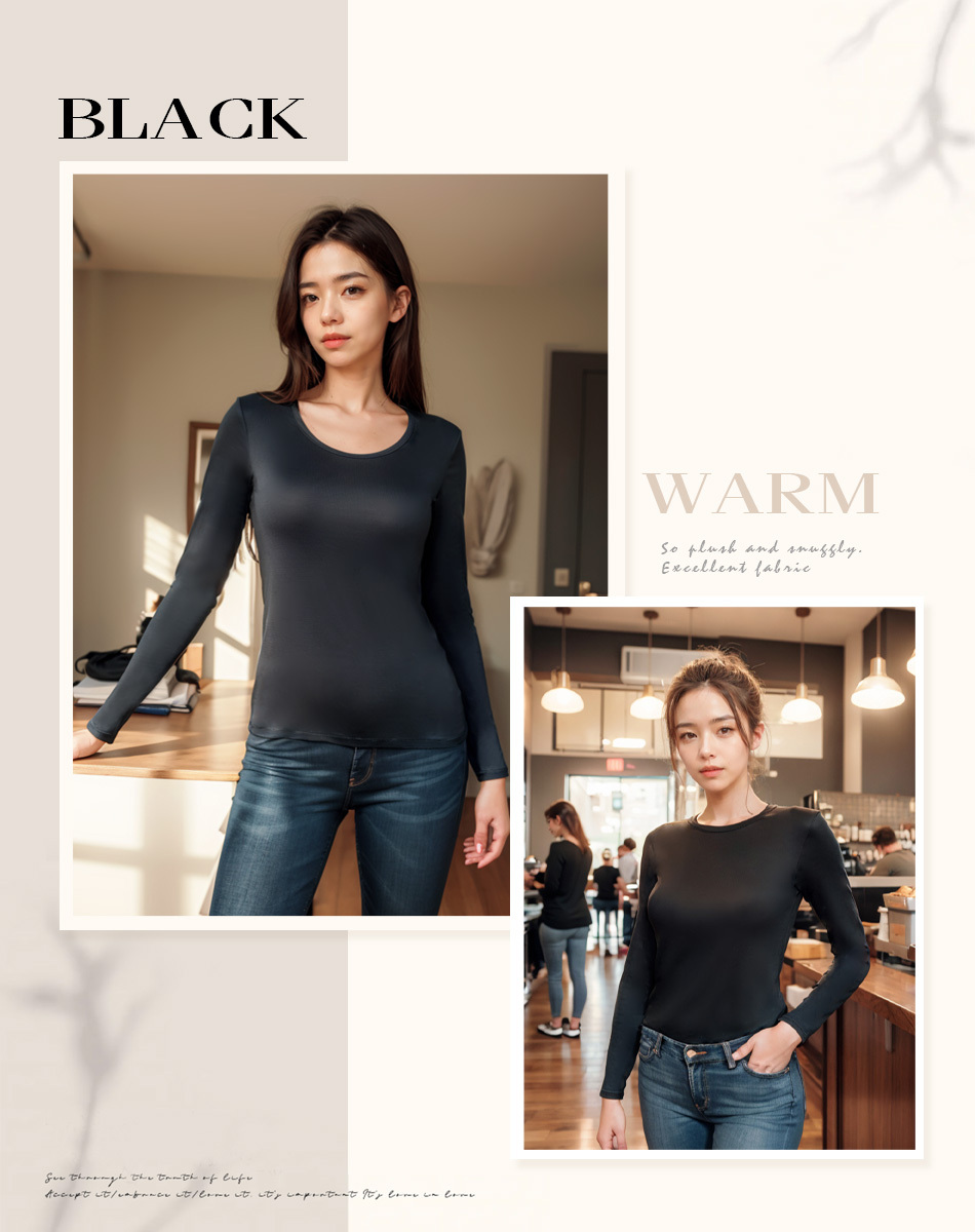 艾波迷亞 雙面磨毛圓領貼身蓄熱衣 (330)