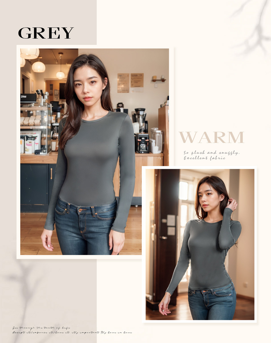 艾波迷亞 雙面磨毛圓領貼身蓄熱衣 (330)