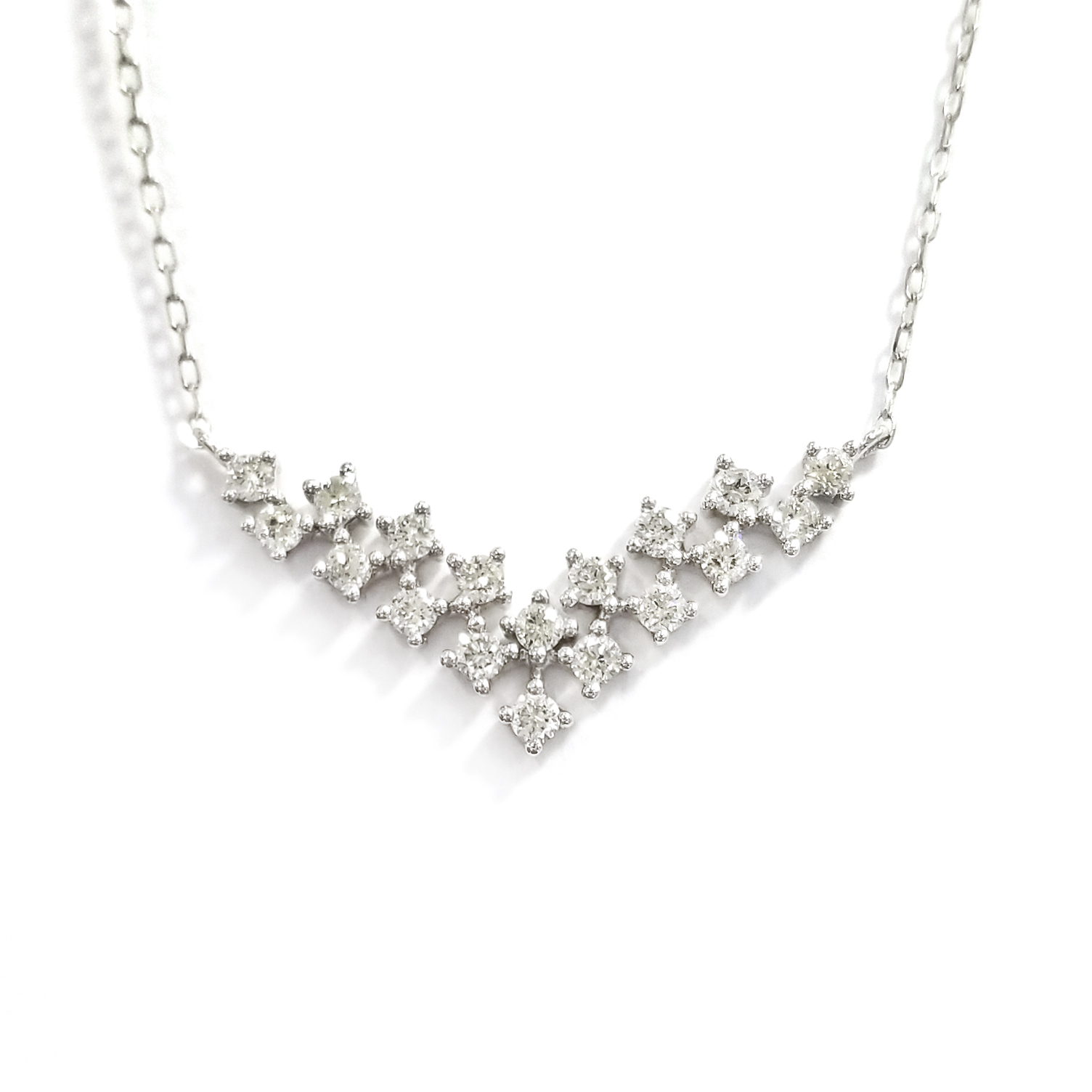 18K白金天然鑽石星辰頸鏈