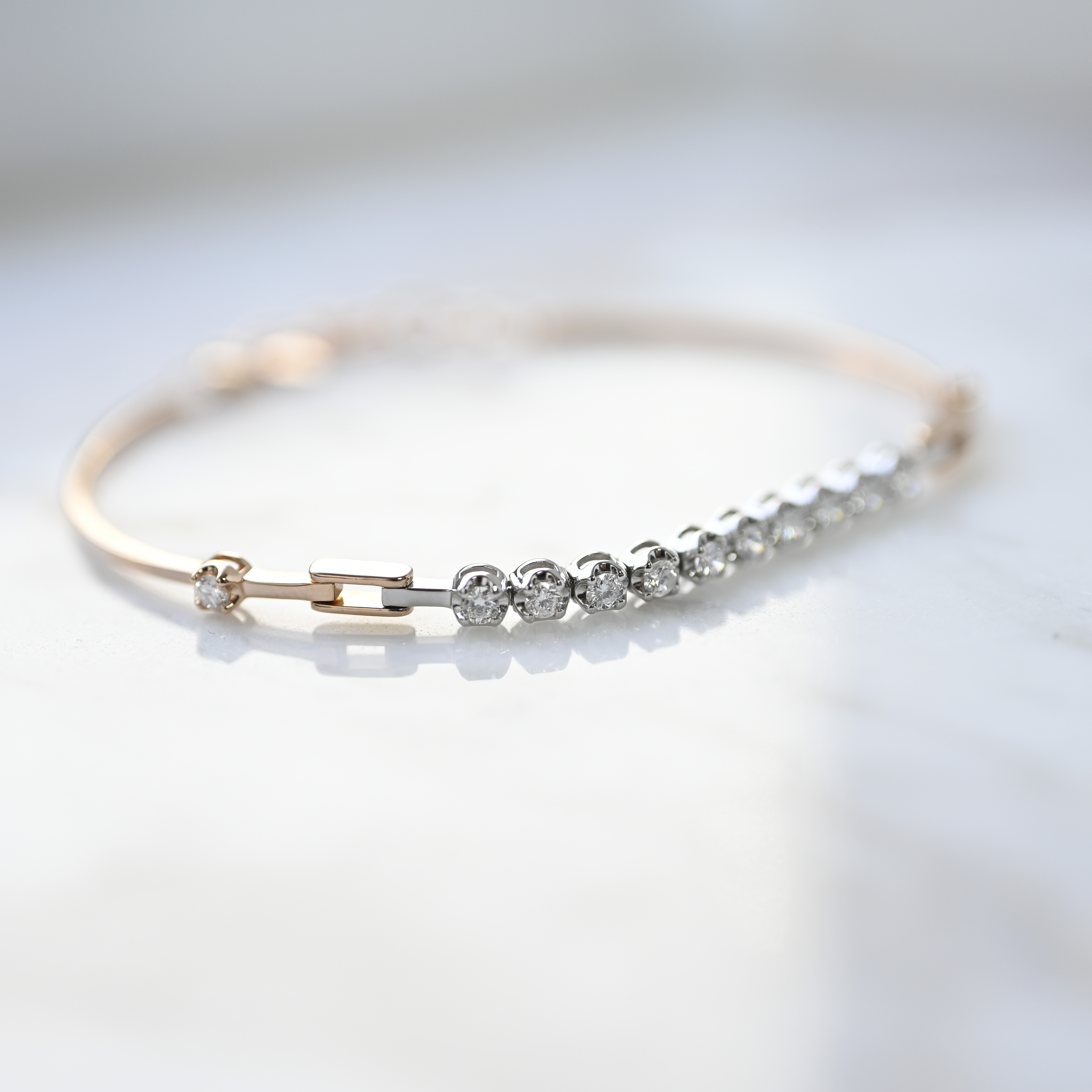 18K Two Tone Half Tennis Bracelet