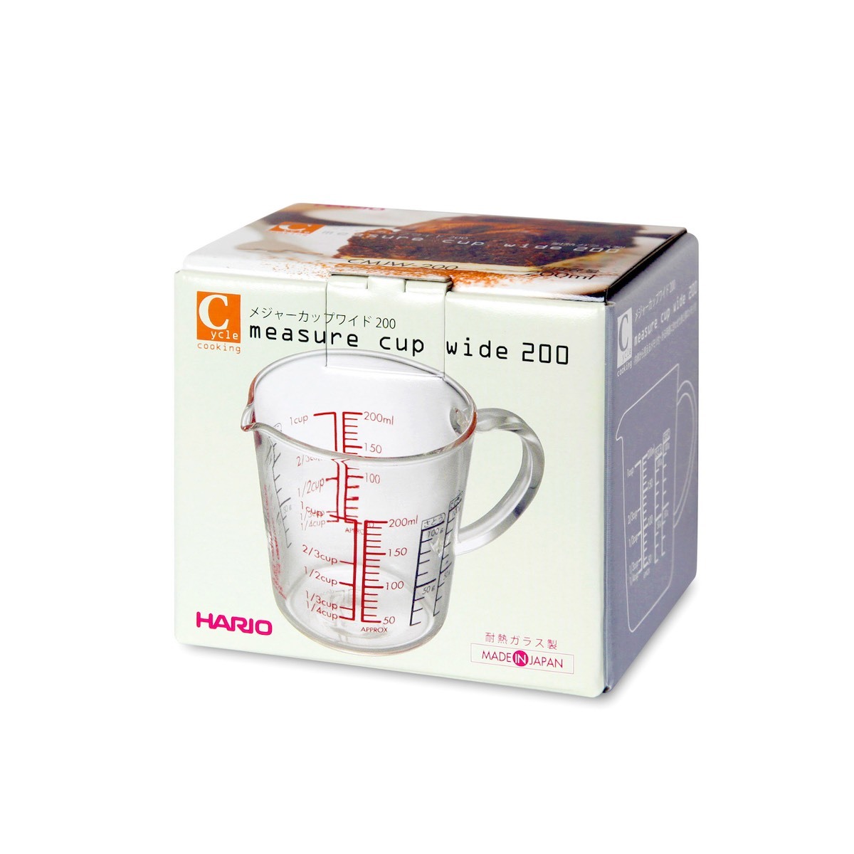 日本 HARIO 200ml 玻璃量杯-Wide -CMJW-200