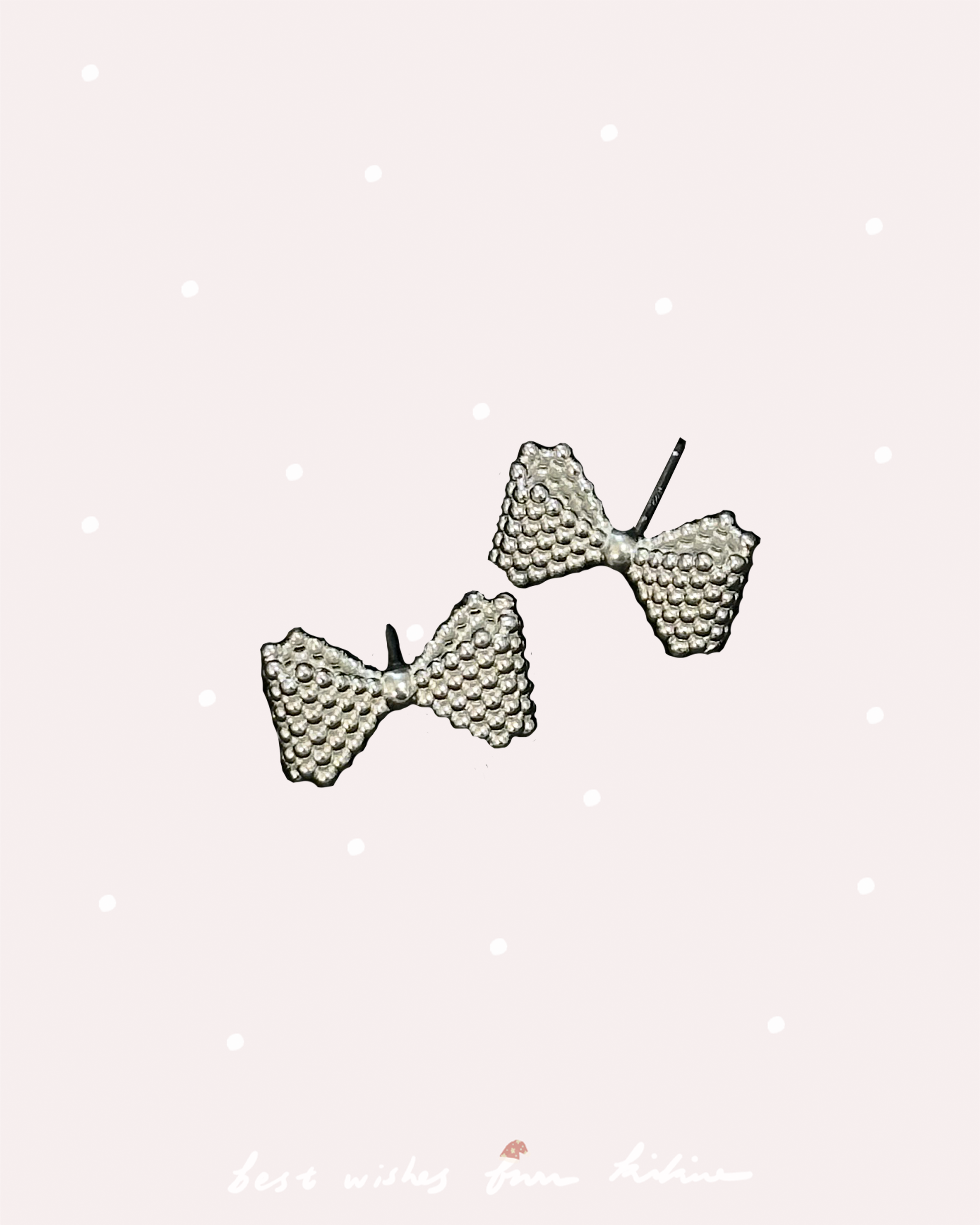 925純銀珠珠蝴蝶結耳環