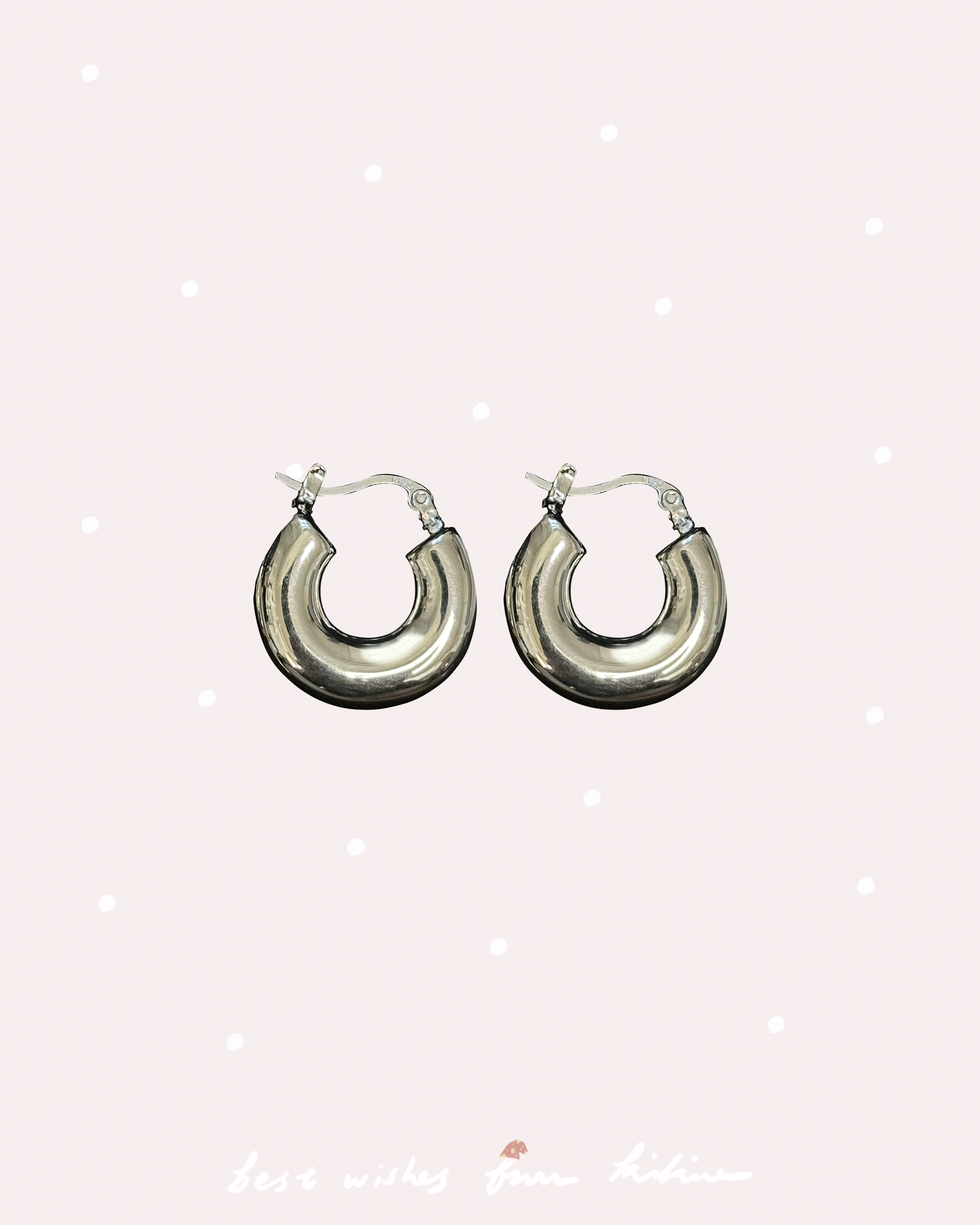 925純銀空心通粉耳環