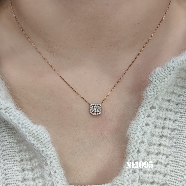 公主方形鑽石頸鏈