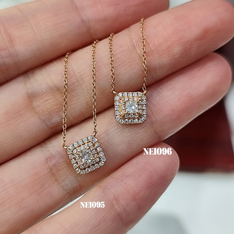 公主方形鑽石頸鏈