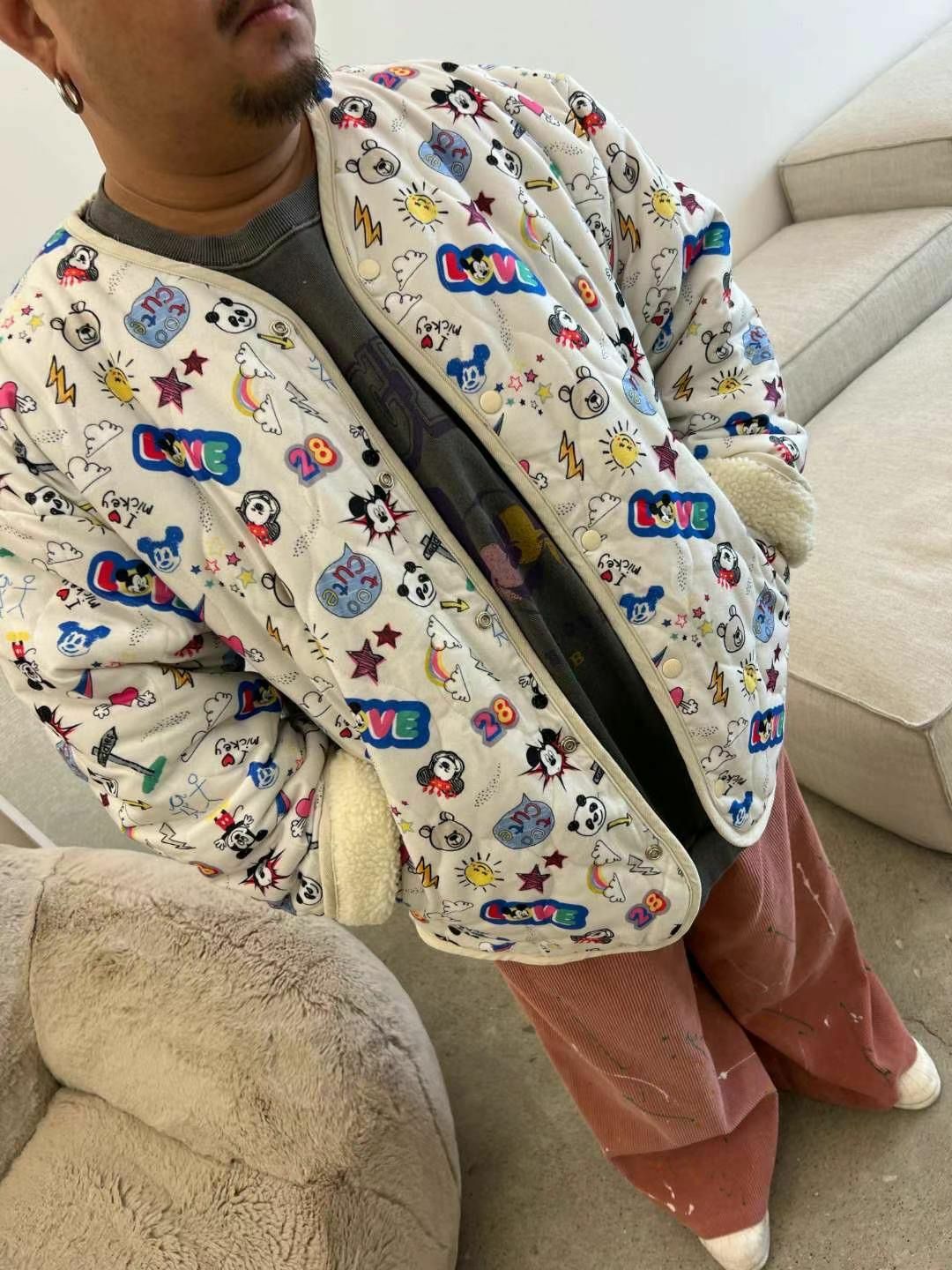 卡通圖案毛毛開胸外套(雙面) KKUKKU-049JK