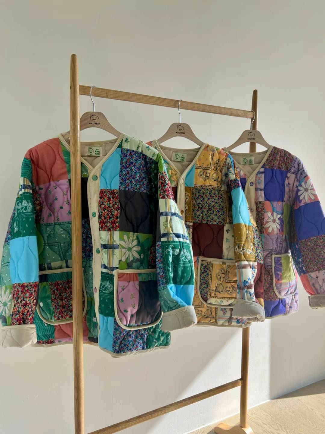 拼格花紋開胸外套(薄夾棉) KKUKKU-050JK