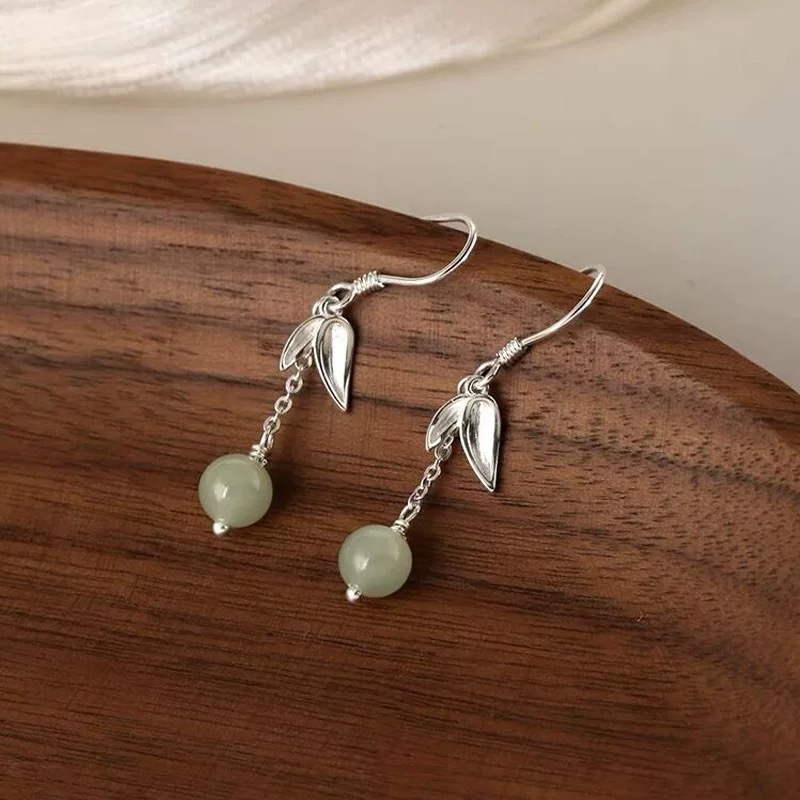 天然和田玉純銀耳環