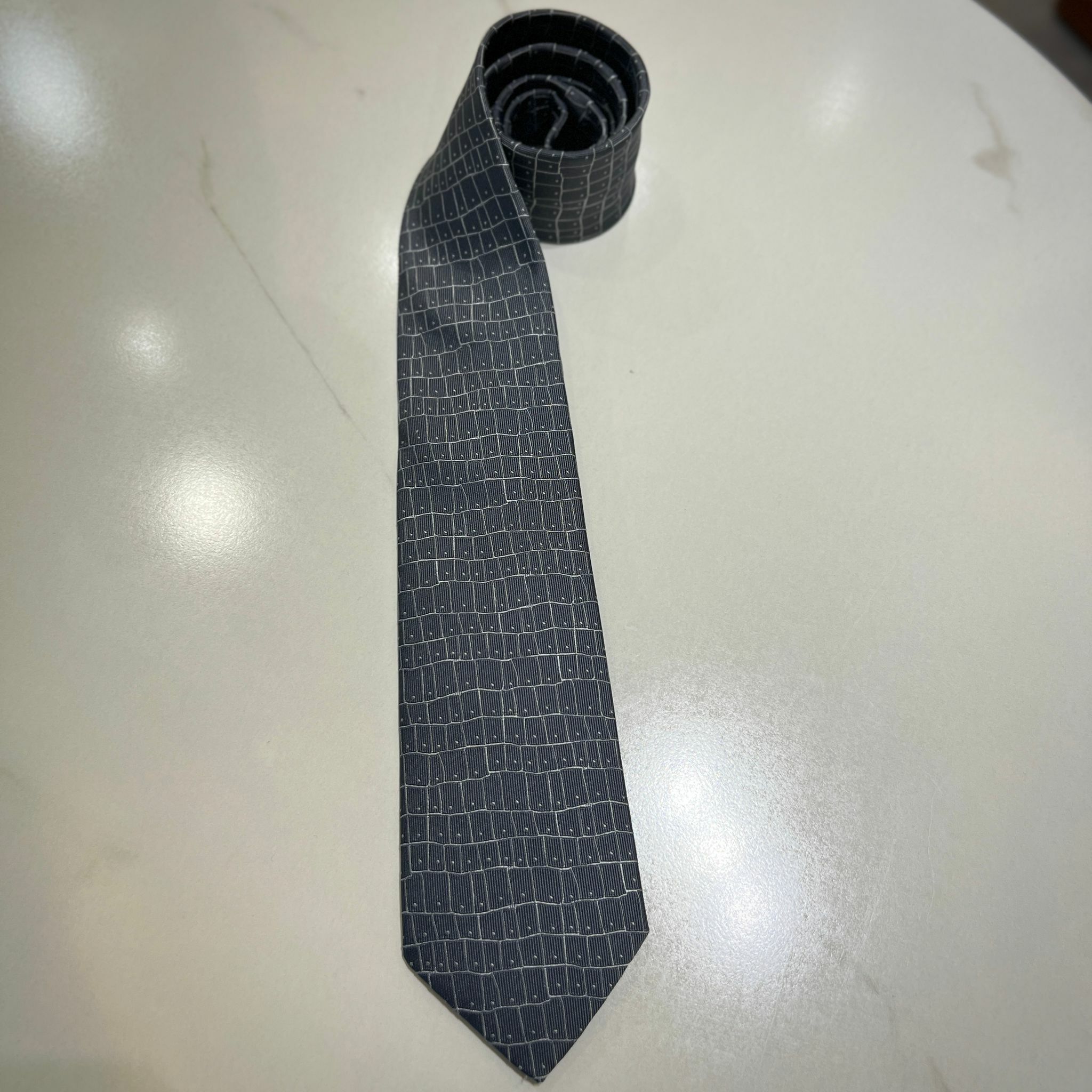 全新HERMES領呔 7CM  真絲 H339009T 01 #BRAND NEW#香榭站正品