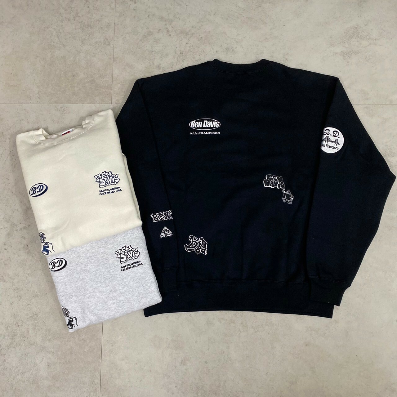Ben davis random logo crew sweater 刺繡猿人噴漆圓標Long大學Tee I-24780065