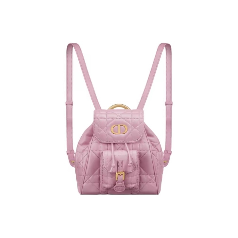 DIOR 小碼 Dior Caro 背囊 黑色大型藤格紋圖案羊皮