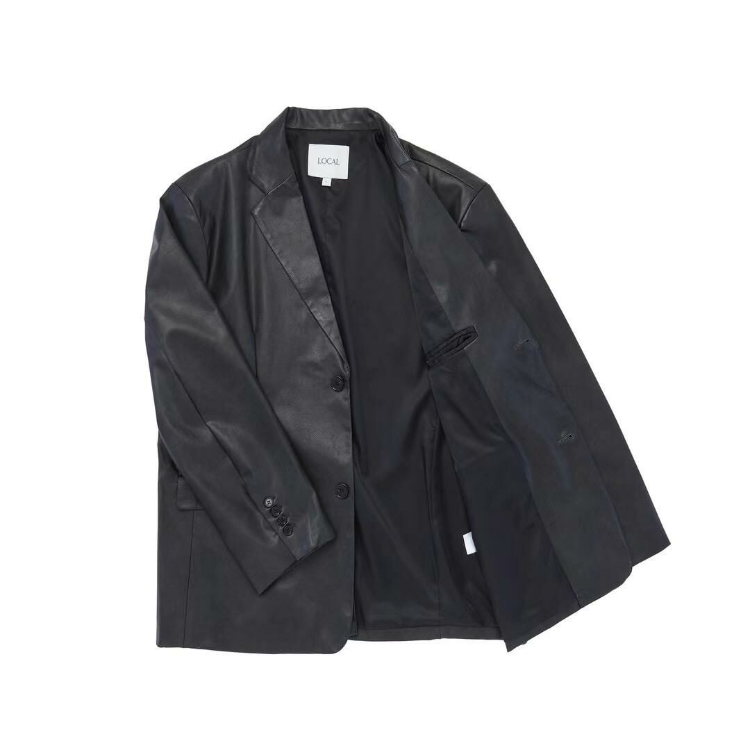 淨色合成皮西裝褸 LOCAL-008JK