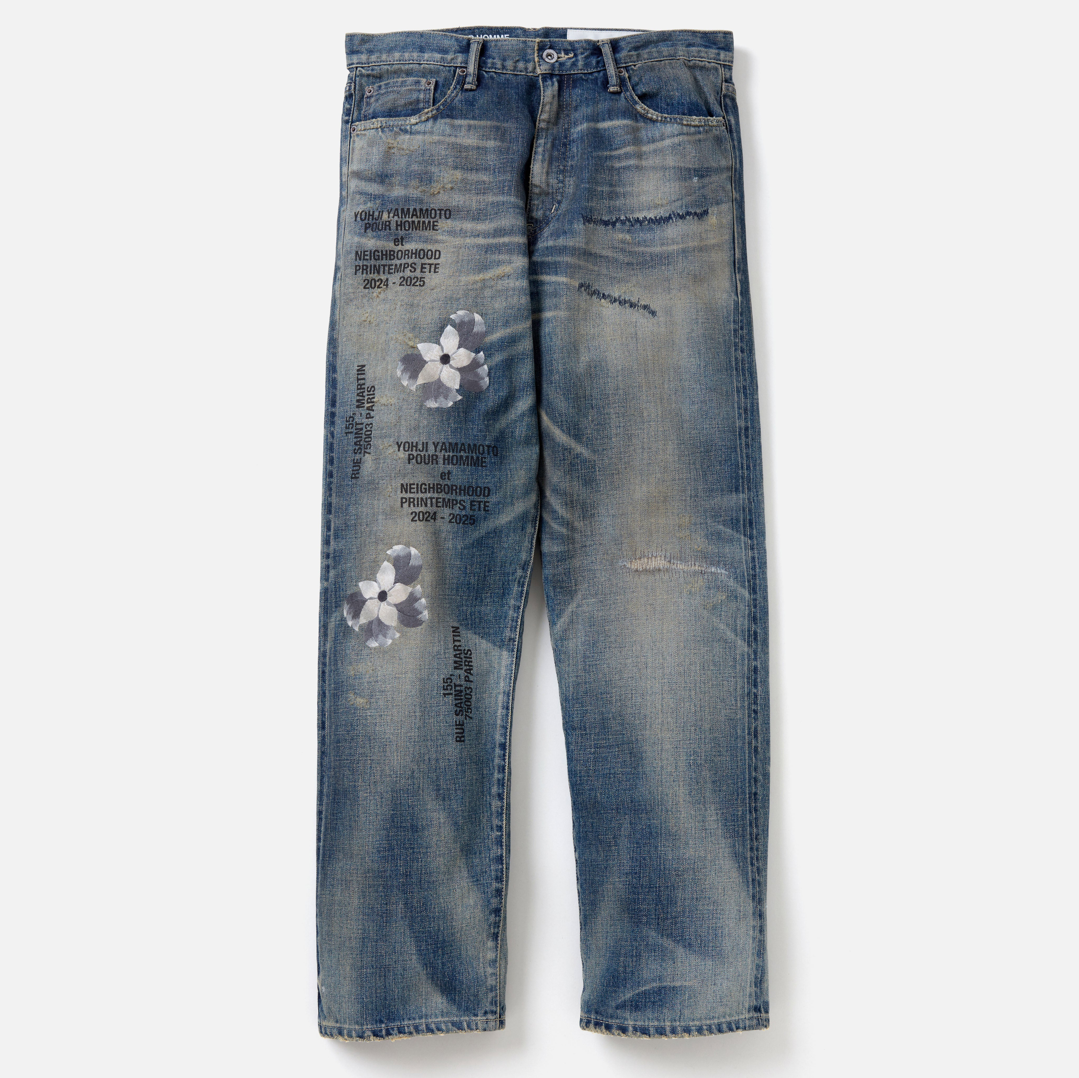 -(B3d05)-NEIGHBORHOOD X YOHJI YAMAMOTO . SAVAGE DENIM DP BASIC PANTS 深寬版牛王 山本耀司 牛仔褲 黑/丹寧藍-242XBYYN-PTM01S