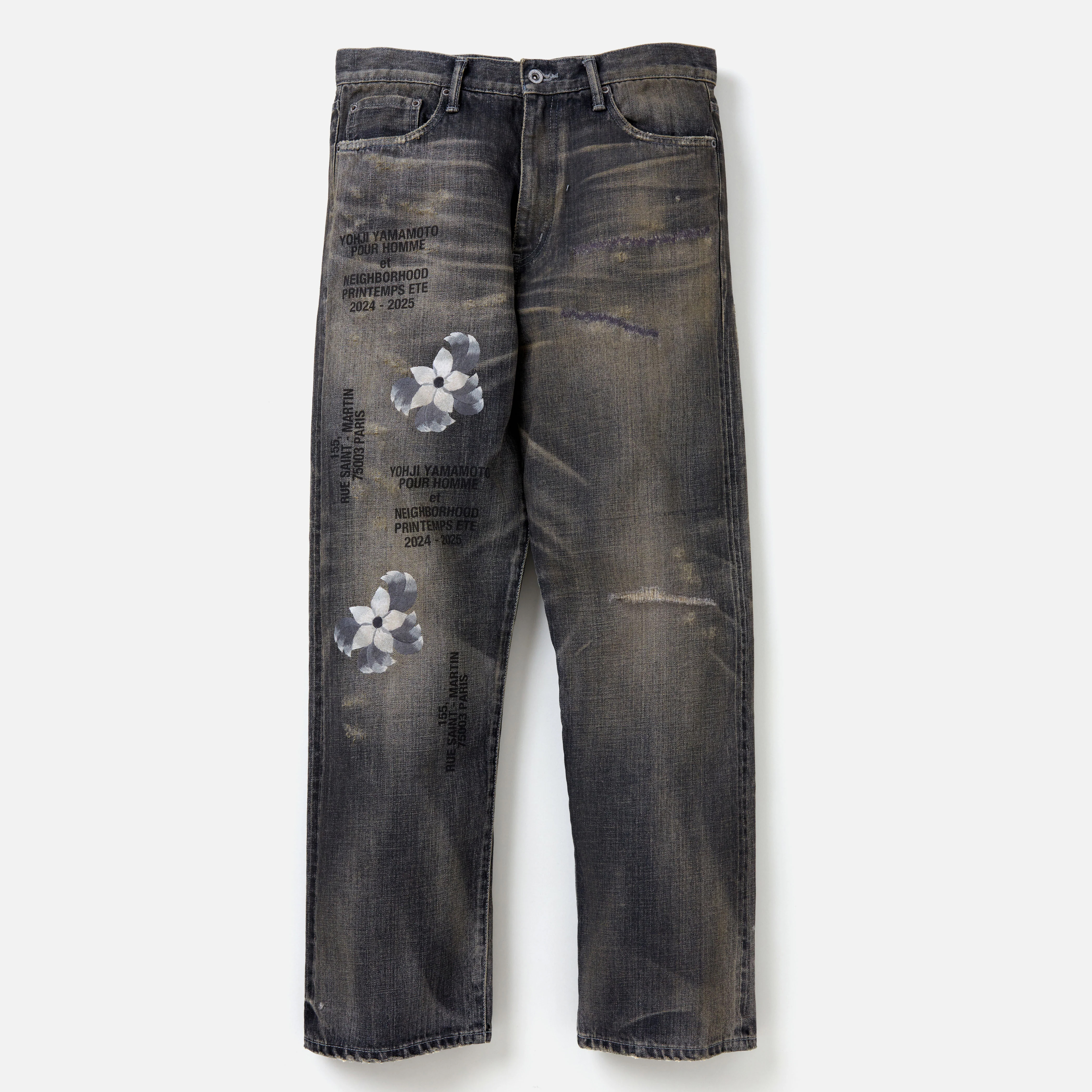 -(B3d05)-NEIGHBORHOOD X YOHJI YAMAMOTO . SAVAGE DENIM DP BASIC PANTS 深寬版牛王 山本耀司 牛仔褲 黑/丹寧藍-242XBYYN-PTM01S