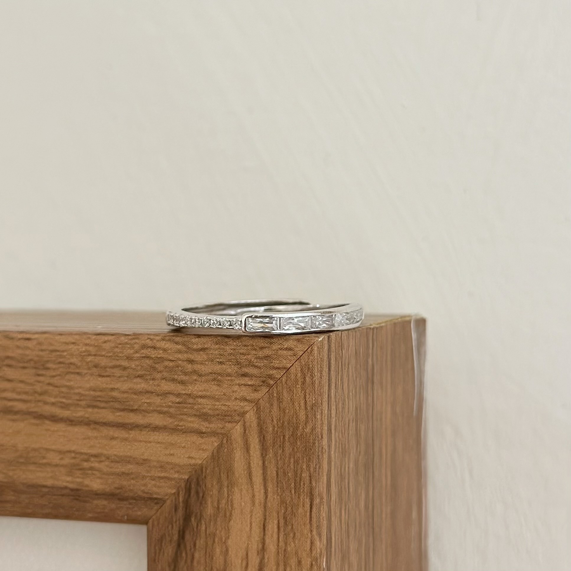 H56【輕奢】半鑽半鋯石純銀調整戒