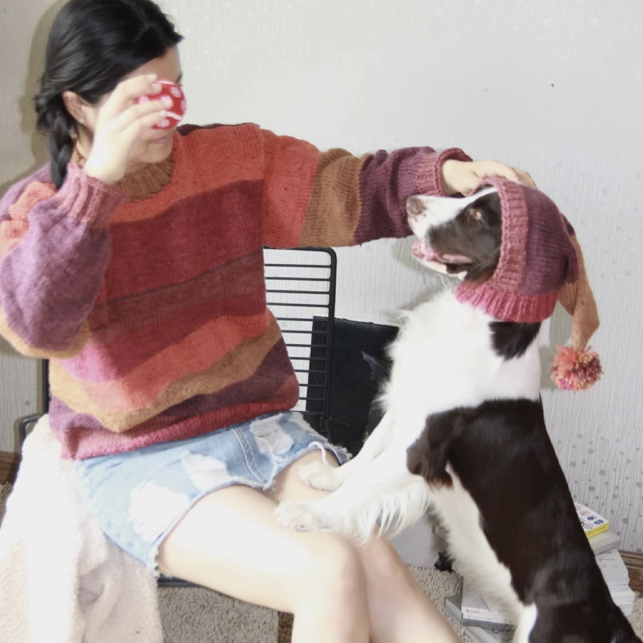 DOGKUMA - 可爱毛球手工針織毛衣- 家長款