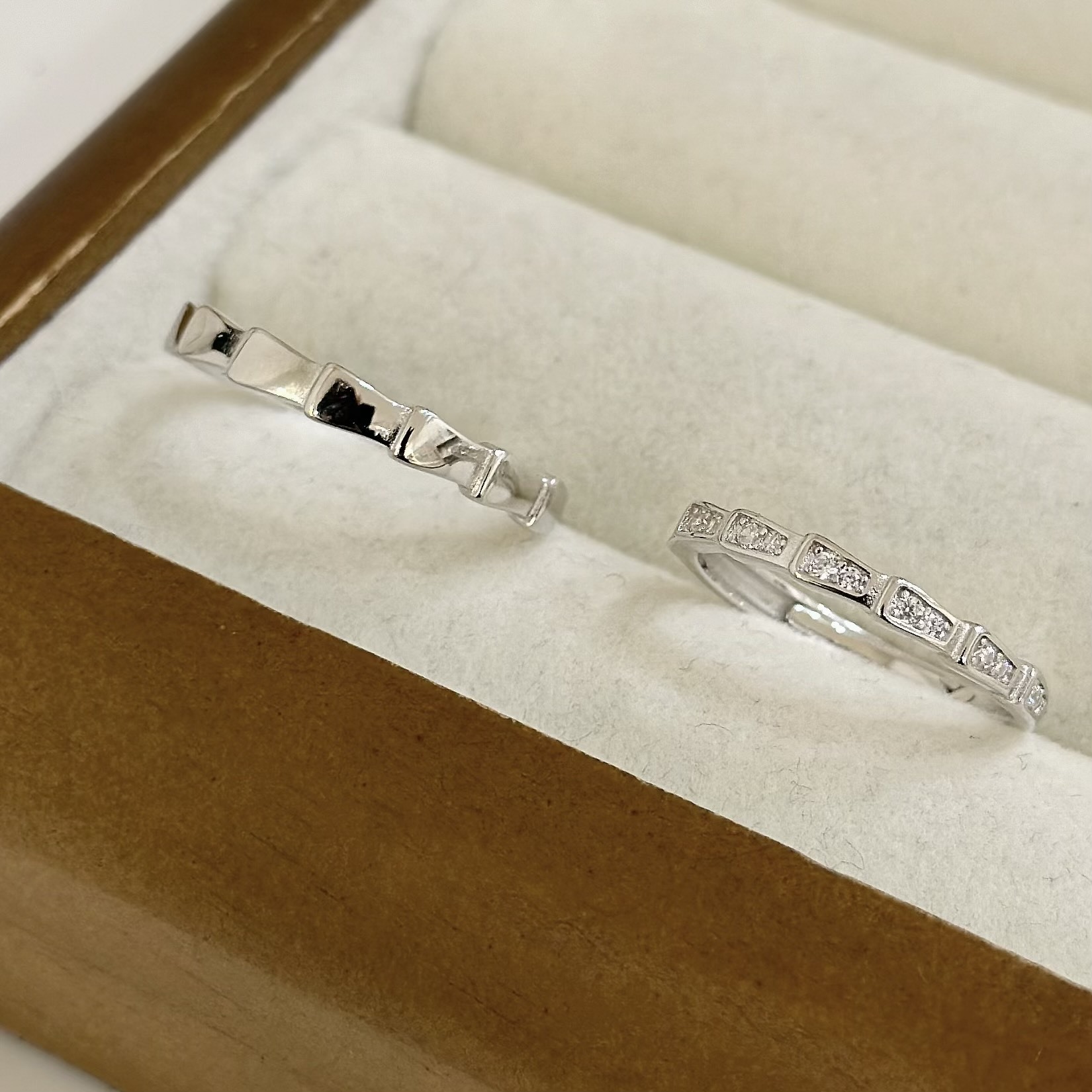 G36【輕奢】排鑽蛇骨純銀調整對戒