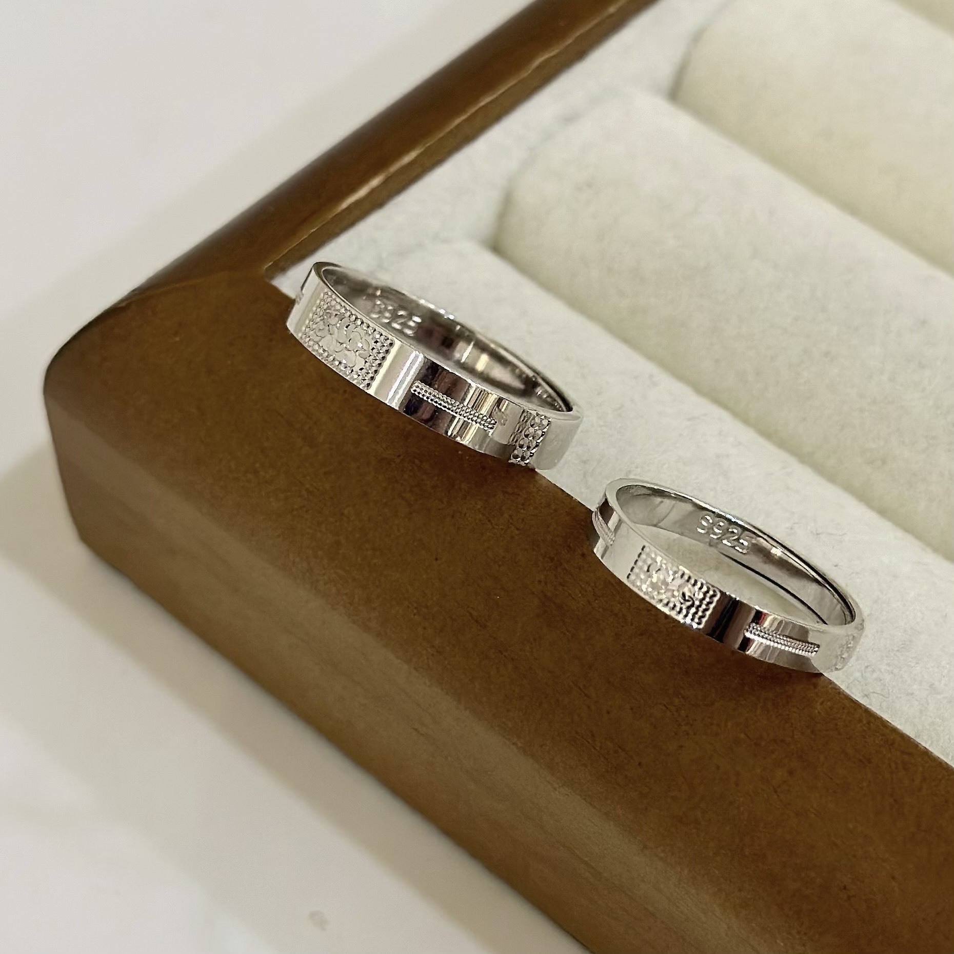 G49【輕奢】碎冰方塊切割純銀調整對戒