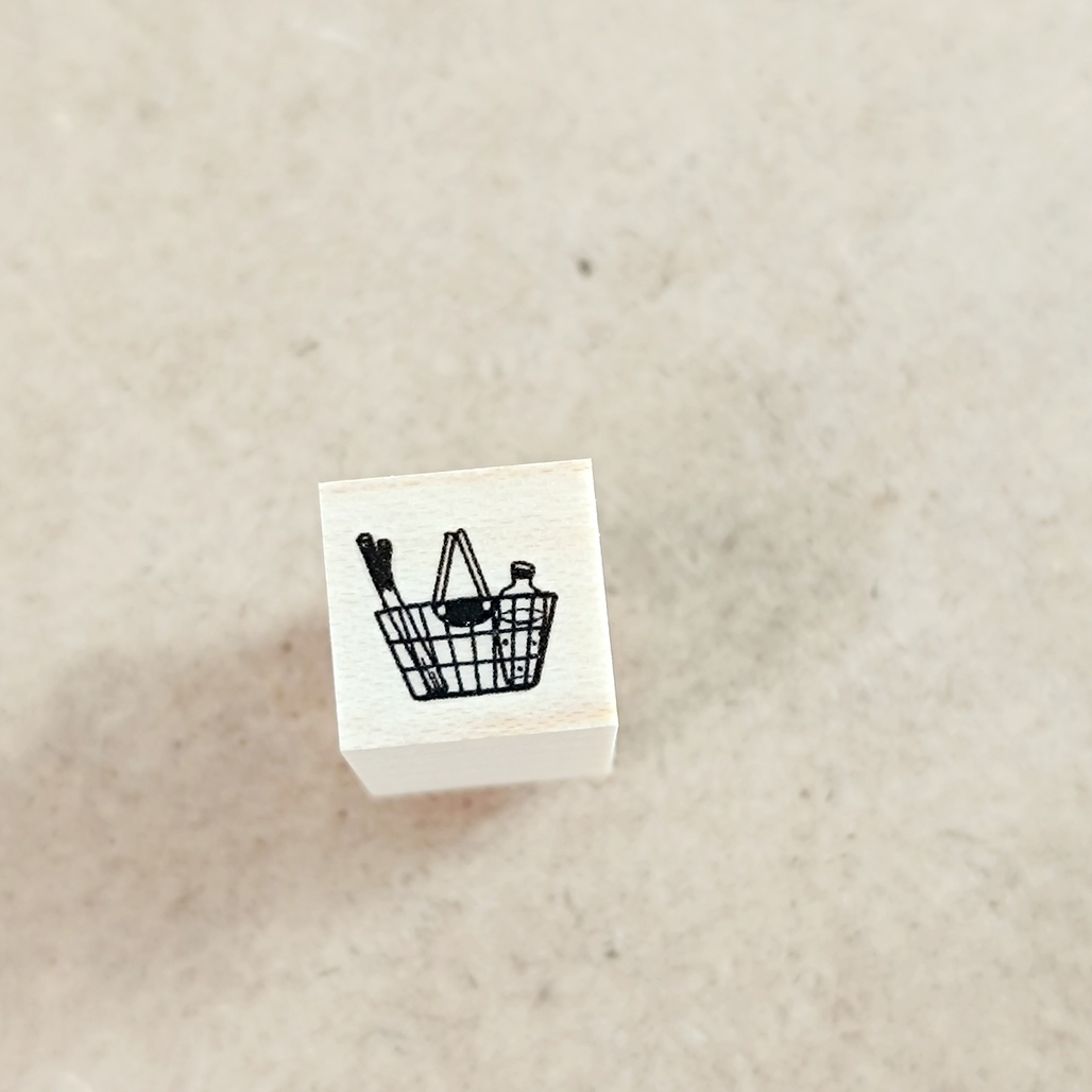 日本YUN．菜籃 1.2x1.2cm迷你原創櫸木印章